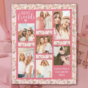 Best Friends Stylish BFF Friendship Pink Photo Fleece Blanket