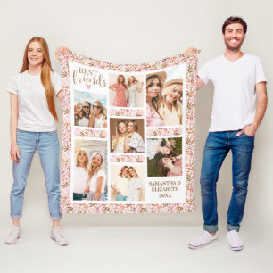 Best Friends Stylish BFF Friendship Pink Photo Fleece Blanket