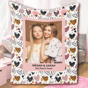 Best Friends Stylish BFF Pink Friendship Photo Fleece Blanket