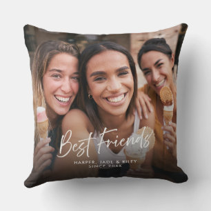 Best Friends Two Photo Personalised Modern Script  Cushion