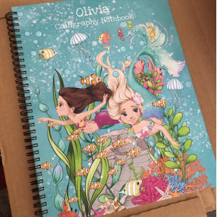 Best Friends Under the Sea Mermaids Calligraphy Notebook