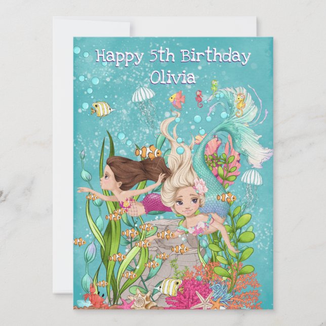 Best Friends Under the Sea Mermaids Happy Birthday (Front)