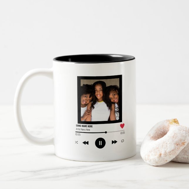 Best Friends Unique Personalised Photo Gift Two-Tone Coffee Mug (With Donut)