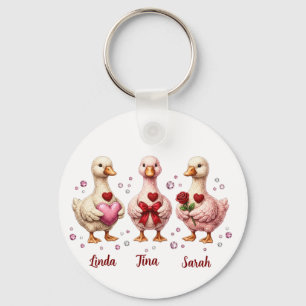 Best friends Valentine Geese friends Key Ring
