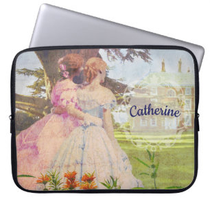 Best Friends Vintage Girls Walking in the Garden Laptop Sleeve
