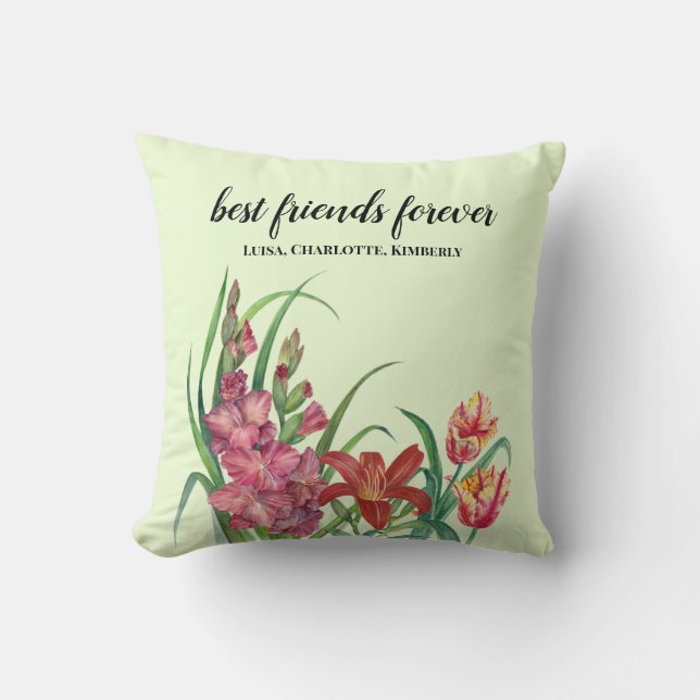 Best Friends Warm Colour Floral Spring Blooms  Cushion (Front)