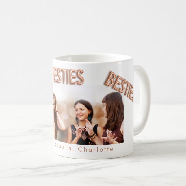 Best friends white rose gold besties BFF photo Coffee Mug (Front Right)