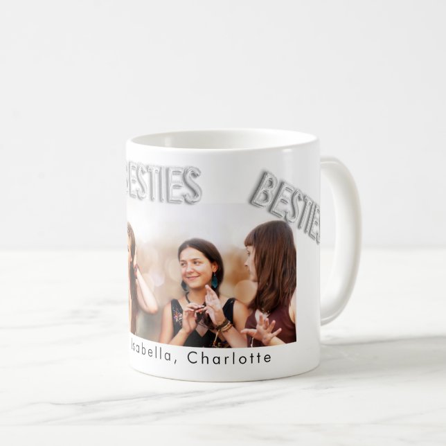 Best friends white silver besties BFF photo Coffee Mug (Front Right)