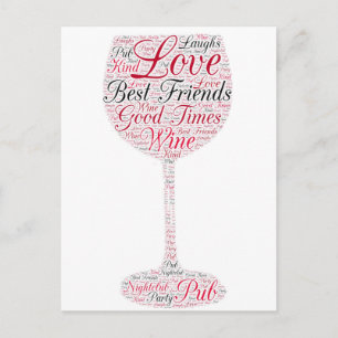 Best friends Wine Design Postcard