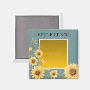 Best Friends Yellow Sunflowers Custom Photo Magnet