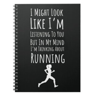 Best Funny Running Presents For Her Black White Notebook