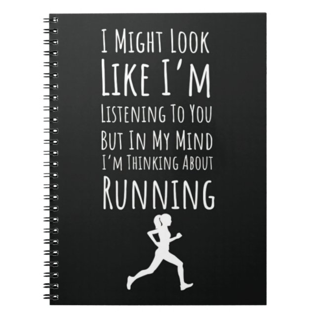 Best Funny Running Presents For Her Black White Notebook (Front)