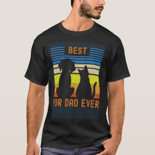 Best Fur Dad Ever Vintage Retro Dog and Cat Owner  T-Shirt