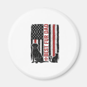 Best Fur Dad Vintage Flag Dog Cat Shirt Design_1 Magnet
