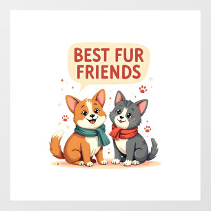 Best Fur Friends Vintage Cute Cat and Dog Cartoon 