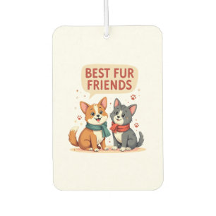 Best Fur Friends Vintage Cute Cat and Dog Cartoon  Car Air Freshener