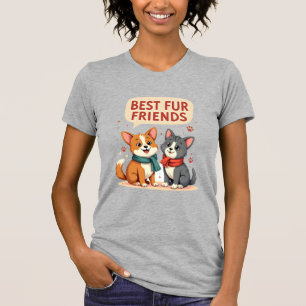 Best Fur Friends Vintage Cute Cat and Dog Cartoon T-Shirt