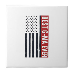 Best G-Ma Ever Patriotic Flag Vector Design_1 Ceramic Tile