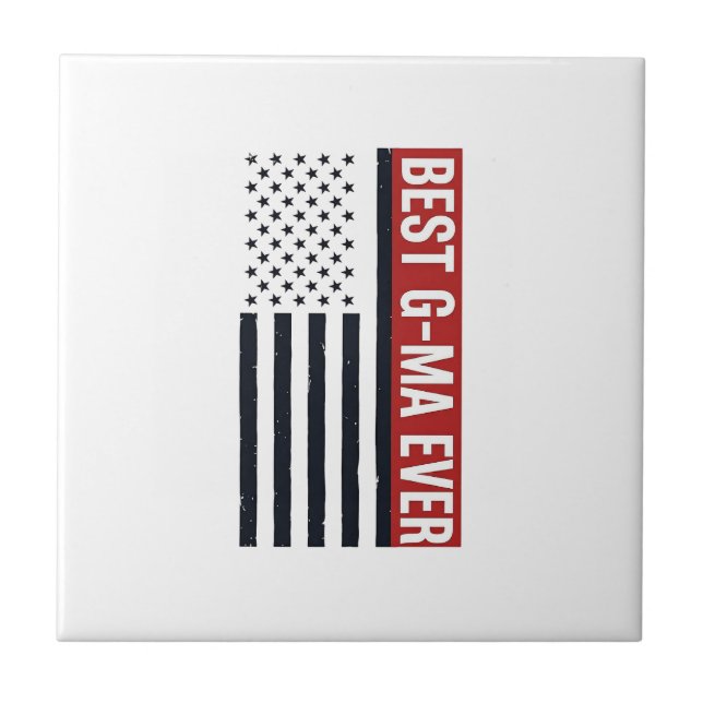 Best G-Ma Ever Patriotic Flag Vector Design_1 Ceramic Tile (Front)