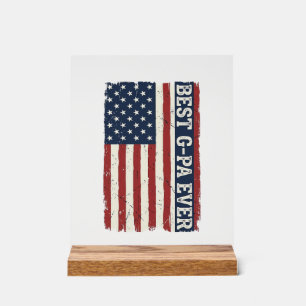 Best G-PA Ever Patriotic Flag Vintage Shirt Design Acrylic Sign