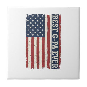 Best G-PA Ever Patriotic Flag Vintage Shirt Design Ceramic Tile