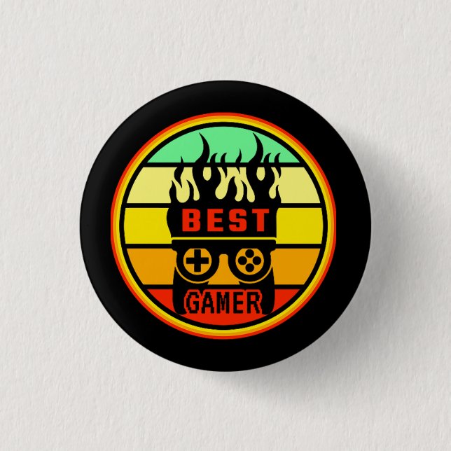 BEST GAMER - GAMING NERD 3 CM ROUND BADGE (Front)