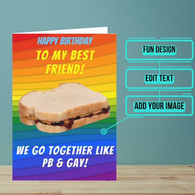 Best Gay Friend Birthday Card (Wish a very Happy Birth - gay to your favorite person with this LGBTQ+ inspired birthday card. )