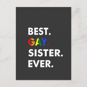 Best Gay Sister Ever Funny LGBT Rainbow Pride Gift Holiday Postcard