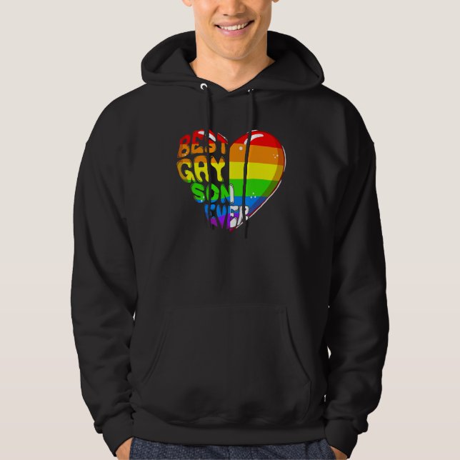 Best Gay Son Ever Rainbow Heart Flag Proud Lgbt Fa Hoodie (Front)
