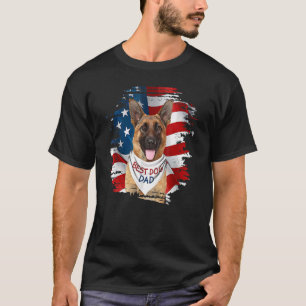 Best German Shepher Dog Dad Cute Usa Flag Father's T-Shirt