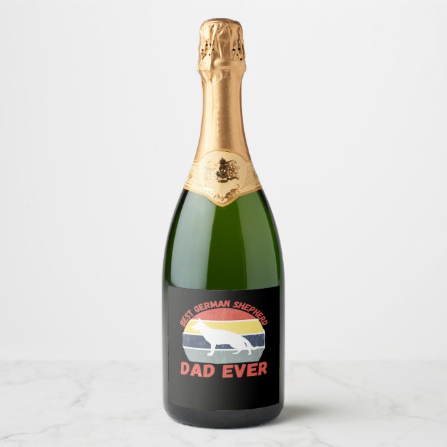 Best German Shepherd dad ever quote Funny Shepherd Sparkling Wine Label (Front)