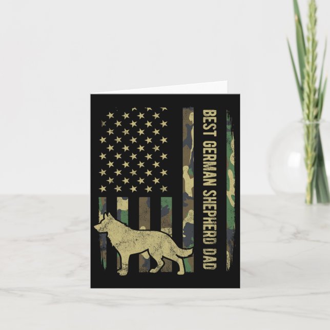 Best German Shepherd Dog Dad Camouflage American F Card (Front)