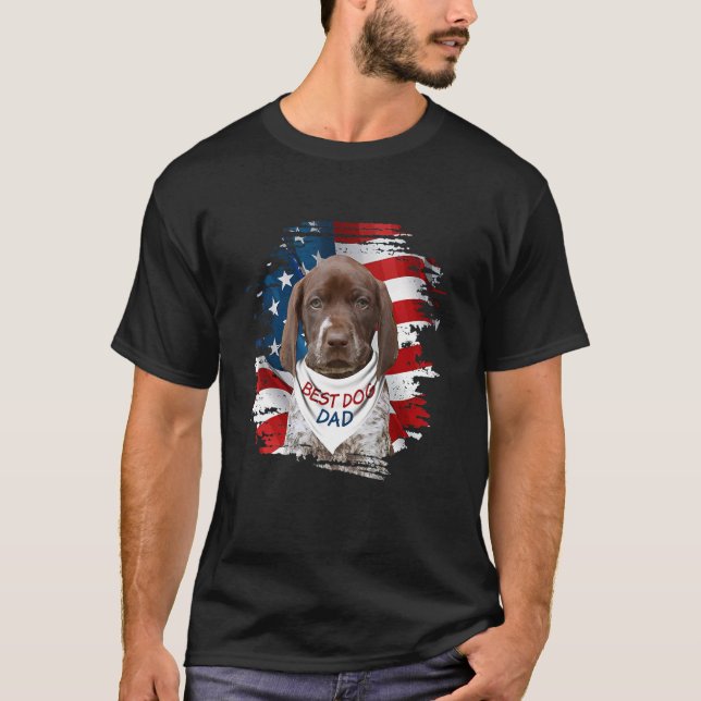 Best German Shorthaired Pointer Dog Dad Usa Flag F T-Shirt (Front)