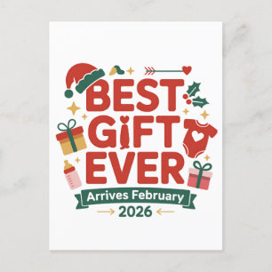 Best Gift Arrives in Febuary 2026 Christmas Couple Announcement Postcard