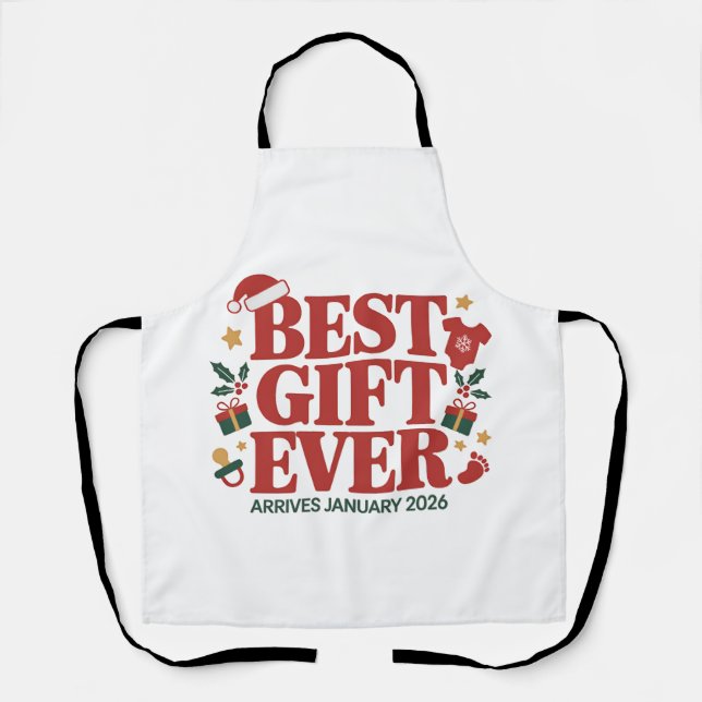 Best Gift Arrives in January 2026 Christmas Couple Apron (Front)