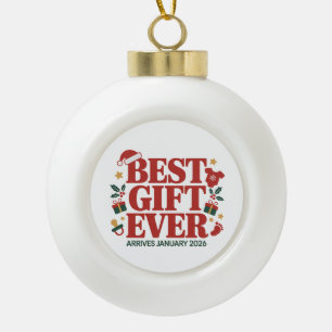 Best Gift Arrives in January 2026 Christmas Couple Ceramic Ball Christmas Ornament