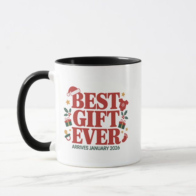 Best Gift Arrives in January 2026 Christmas Couple Mug (Left)