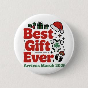 Best Gift Arrives in March 2026 Christmas Couples 6 Cm Round Badge