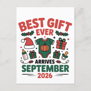 Best Gift Arrives in September 2026 Christmas   Announcement Postcard
