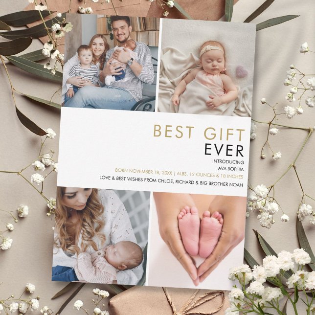 Best Gift Ever Baby Photo Birth Announcement  (Best Gift Ever Christmas Photo Birth Announcement)