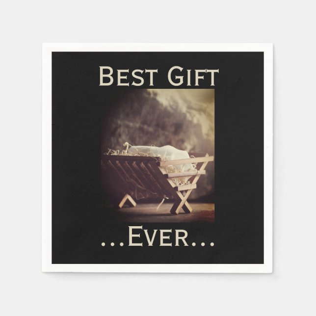 Best Gift Ever Christmas Babe in Manger  Napkin (Front)