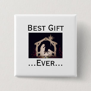 Best Gift Ever Christmas Nativity Story 15 Cm Square Badge