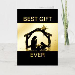 Best Gift Ever Nativity Christmas Gold Holiday Foil Greeting Card