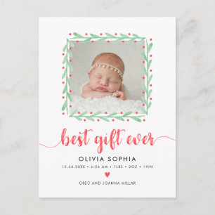Best Gift Ever Newborn First Christmas Birth Holiday Postcard
