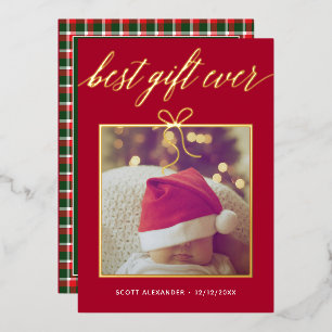 Best Gift Ever Photo Birth Foil Holiday Card