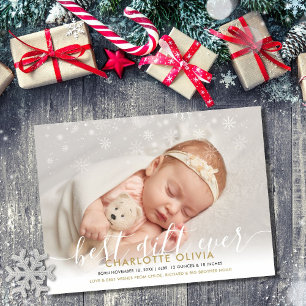 Best Gift Ever Snow Photo Christmas Birth Announcement