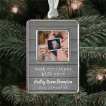 Best Gift Ever Ultrasound Baby Photo Faux Wood Silver Plated Framed Ornament<br><div class="desc">Celebrate the precious gift of your newest family member with a stylish one photo rectangular metal ornament. Gender neutral design is suitable for a new baby boy or girl. Wording and pictures on this template are simple to personalise. (IMAGE DESIGN TIP: To centre the photo exactly how you want, crop...</div>