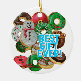 Best Gift Ever! Xmas Doughnuts Ceramic Ornament