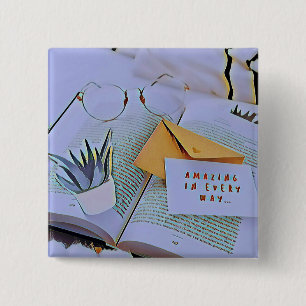 Best gift for book lover 15 cm square badge