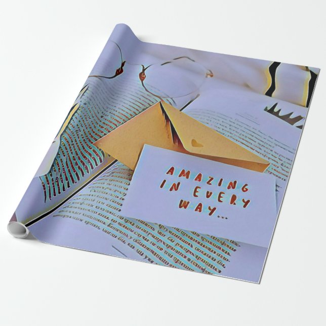 Best gift for book lover wrapping paper (Unrolled)